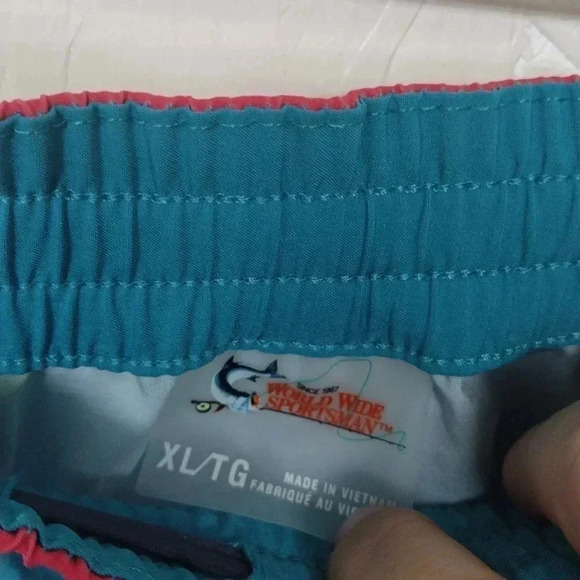 World Wide Sportsman Striped Shorts XL Pink Blue Green Summer Swimming Lake - Picture 4 of 7